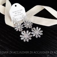 1 Pair Elegant Exaggerated Snowflake Copper Zircon Silver Plated Drop Earrings main image 5