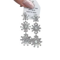 1 Pair Elegant Exaggerated Snowflake Copper Zircon Silver Plated Drop Earrings main image 3