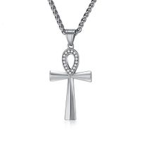 304 Stainless Steel 18K Gold Plated Hip-Hop Retro Plating Cross Pendant Necklace sku image 1