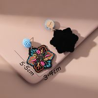 1 Pair Ethnic Style Commute Flower Beaded Embroidery Inlay Cloth Glass Rhinestones Drop Earrings main image 2