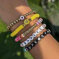 Wholesale Jewelry Casual Hawaiian Bohemian Pentagram Heart Shape Daisy CCB Alloy Soft Clay Beaded Knitting Bracelets sku image 3