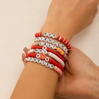 Wholesale Jewelry IG Style Casual Letter Heart Shape Strawberry CCB Soft Clay Beaded Knitting Bracelets sku image 1