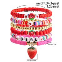 Wholesale Jewelry IG Style Casual Letter Heart Shape Strawberry CCB Soft Clay Beaded Knitting Bracelets main image 6