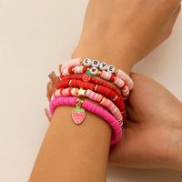 Wholesale Jewelry IG Style Casual Letter Heart Shape Strawberry CCB Soft Clay Beaded Knitting Bracelets sku image 2