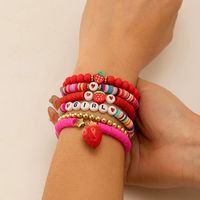 Wholesale Jewelry IG Style Casual Letter Heart Shape Strawberry CCB Soft Clay Beaded Knitting Bracelets sku image 4