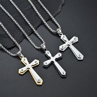 Hip-Hop Retro Cross 304 Stainless Steel 18K Gold Plated Unisex Pendant Necklace main image 5