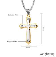 Hip-Hop Retro Cross 304 Stainless Steel 18K Gold Plated Unisex Pendant Necklace main image 2