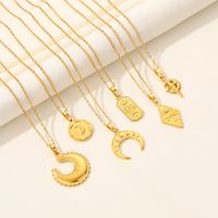 304 Stainless Steel 18K Gold Plated Casual Simple Style Plating Geometric Moon Pendant Necklace main image 3