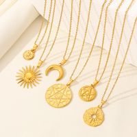 304 Stainless Steel Casual Simple Style Plating Sun Star Moon Pendant Necklace main image 1