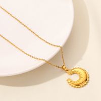 304 Stainless Steel 18K Gold Plated Casual Simple Style Plating Geometric Moon Pendant Necklace main image 5