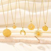 304 Stainless Steel Casual Simple Style Plating Sun Star Moon Pendant Necklace main image 2