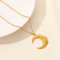 304 Stainless Steel IG Style Plating Hollow Out Star Moon Pendant Necklace main image 5