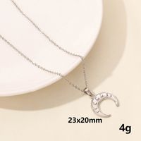 304 Stainless Steel 18K Gold Plated Casual Simple Style Plating Geometric Moon Pendant Necklace sku image 3