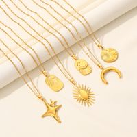 304 Stainless Steel IG Style Simple Style Plating Star Moon Pendant Necklace main image 1
