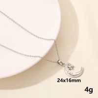 304 Stainless Steel IG Style Plating Hollow Out Star Moon Pendant Necklace sku image 5