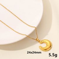304 Stainless Steel 18K Gold Plated Casual Simple Style Plating Geometric Moon Pendant Necklace sku image 12