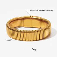 Modern Style Solid Color 304 Stainless Steel 16K Gold Plated White Gold Plated Gold Plated Bangle In Bulk main image 2