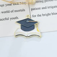 5 Pieces Hole Under 1mm Alloy Book Doctoral Cap Letter Pendant sku image 2