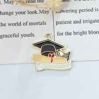 5 Pieces Hole Under 1mm Alloy Book Doctoral Cap Letter Pendant sku image 1