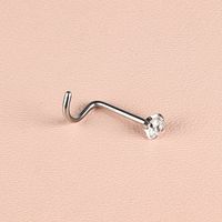 1 Piece Nose Rings & Studs Simple Style Classic Style Geometric 303 Stainless Steel Polishing Inlay Zircon Nose Rings & Studs sku image 2