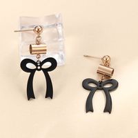 1 Pair XUPING Sweet Bow Knot Irregular Plating 304 Stainless Steel 18K Gold Plated Black Gun Drop Earrings main image 3