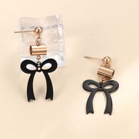 1 Pair XUPING Sweet Bow Knot Irregular Plating 304 Stainless Steel 18K Gold Plated Black Gun Drop Earrings main image 6