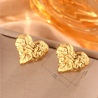 1 Pair Simple Style Sector Leaves Heart Shape Pleated 304 Stainless Steel 18K Gold Plated Ear Studs main image 13