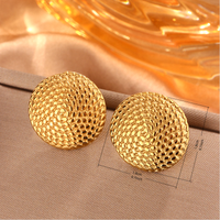 1 Pair Simple Style Sector Leaves Heart Shape Pleated 304 Stainless Steel 18K Gold Plated Ear Studs main image 2