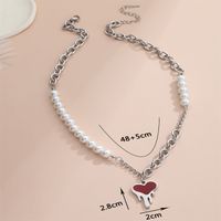 304 Stainless Steel ABS Pearl Basic Modern Style Classic Style Enamel Plating Heart Shape Pendant Necklace main image 2