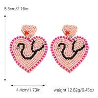 1 Pair IG Style Casual Heart Shape Beaded Inlay Seed Bead Rhinestones Drop Earrings main image 2