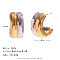 1 Paar Mode C-form Überzug Rostfreier Stahl Vergoldet Vergoldet Ohrringe main image 6