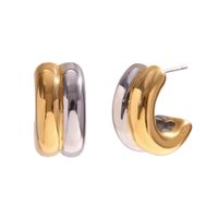 1 Pair Fashion C Shape Plating Stainless Steel Hoop Earrings sku image 3