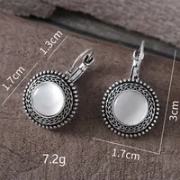 1 Pair Ethnic Style Bohemian Geometric Inlay Alloy Artificial Gemstones Silver Plated Drop Earrings main image 3