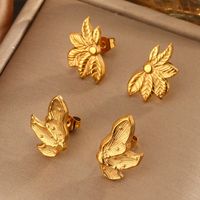 1 Pair Cute Flower Polishing 304 Stainless Steel 18K Gold Plated Ear Studs main image 1