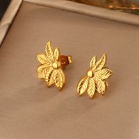 1 Pair Cute Flower Polishing 304 Stainless Steel 18K Gold Plated Ear Studs main image 4