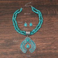 Casual Retro Geometric Alloy Turquoise Plating Unisex Earrings Necklace main image 2