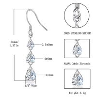 1 Pair Elegant Lady Modern Style Water Droplets Inlay Sterling Silver Zircon Drop Earrings main image 2