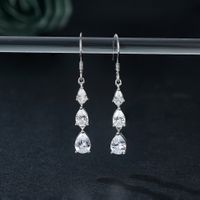 1 Pair Elegant Lady Modern Style Water Droplets Inlay Sterling Silver Zircon Drop Earrings main image 3