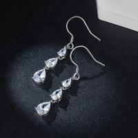 1 Pair Elegant Lady Modern Style Water Droplets Inlay Sterling Silver Zircon Drop Earrings main image 1