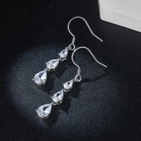 1 Paire Élégant Dame Style Moderne Les Gouttelettes D'Eau Incruster Argent Sterling Zircon Boucles D'oreilles main image 1