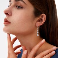 1 Pair Elegant Lady Modern Style Water Droplets Inlay Sterling Silver Zircon Drop Earrings main image 5