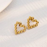 1 Pair Cute Heart Shape Polishing 304 Stainless Steel 18K Gold Plated Ear Studs main image 4
