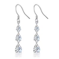 1 Pair Elegant Lady Modern Style Water Droplets Inlay Sterling Silver Zircon Drop Earrings sku image 1