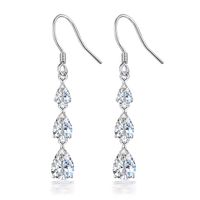 1 Paire Élégant Dame Style Moderne Les Gouttelettes D'Eau Incruster Argent Sterling Zircon Boucles D'oreilles sku image 1