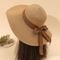 Women's Vacation Color Block Curved Eaves Sun Hat main image 7