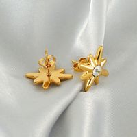1 Piece Simple Style Classic Style Star Plating Inlay 304 Stainless Steel Titanium Steel Zircon 18K Gold Plated Ear Studs main image 2