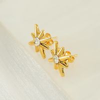 1 Piece Simple Style Classic Style Star Plating Inlay 304 Stainless Steel Titanium Steel Zircon 18K Gold Plated Ear Studs main image 4