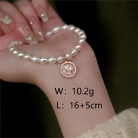 Fairy Style Elegant Sweet Heart Shape Copper Plating Shell Pearls 18K Gold Plated Women's Pendant Necklace sku image 1