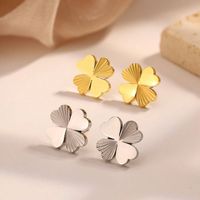 1 Pair Modern Style Sweet Commute Four Leaf Clover 304 Stainless Steel 18K Gold Plated Ear Studs main image 1