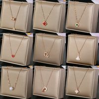 304 Stainless Steel IG Style Simple Style Plating Inlay Four Leaf Clover Round Heart Shape Shell Zircon Pendant Necklace main image 1